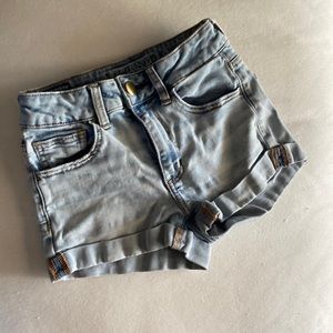 American Eagle High-rise Shortie Size 00 - Light Blue Denim